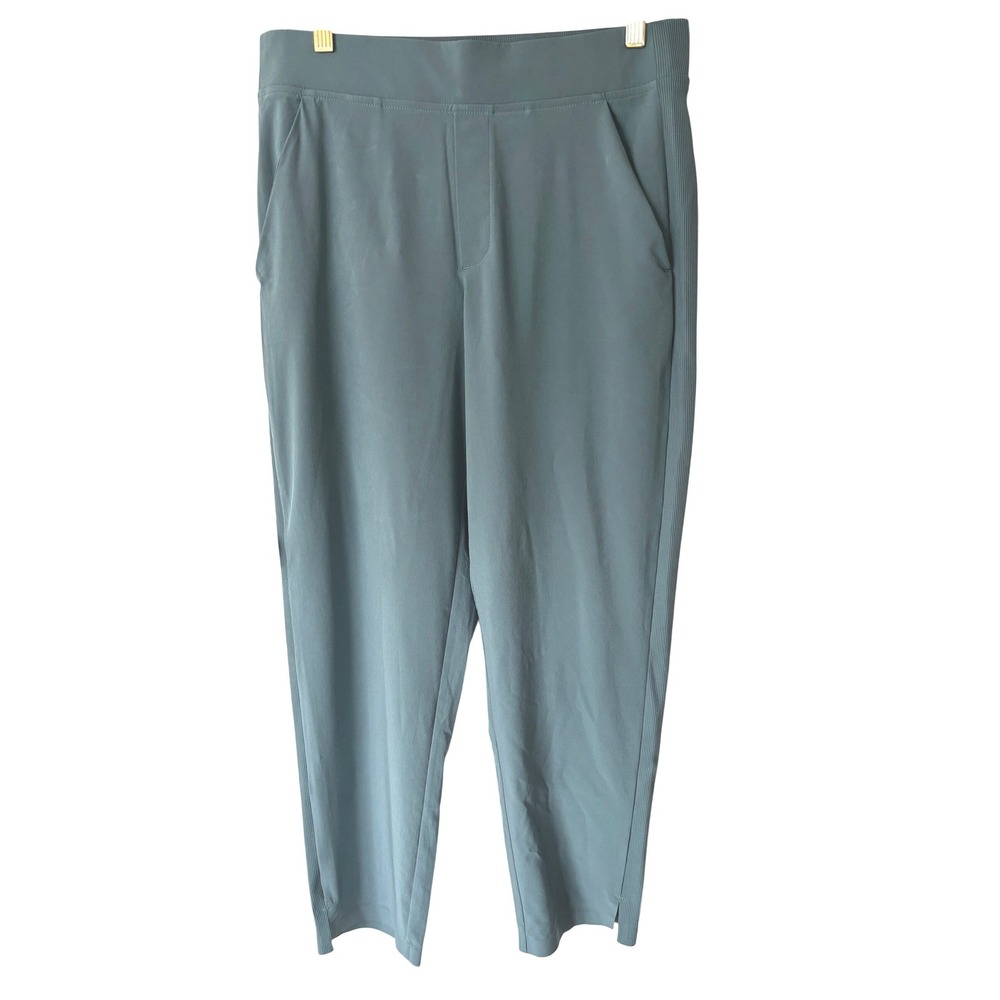 Athleta Pants Women 8 Teal Brooklyn Ankle Jogger Ribbed Side Stripe Stretch